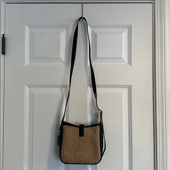 NWOT Coach Hadley Mini Crossbody Bag in Raffia Tan & Black Leather - Picture 11 of 14